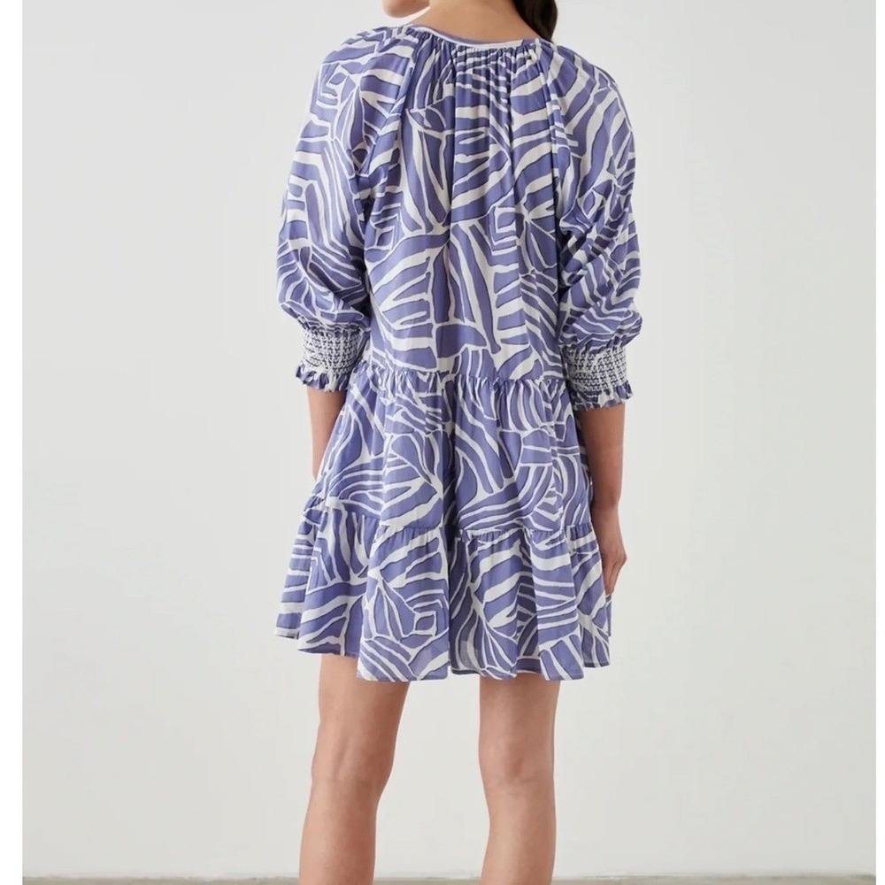 Rails SIA Island Waves Blue White Cotton Tiered Sundress Dress Lined - Large
